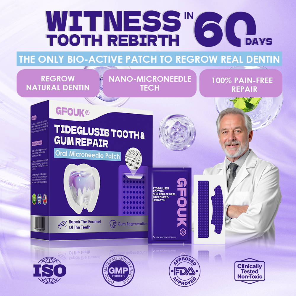 GFOUK® Tideglusib Tooth & Gum Repair Oral Microneedle Patch  | 𝐀𝐝𝐯𝐚𝐧𝐜𝐞𝐝 𝐒𝐭𝐞𝐦-𝐂𝐞𝐥𝐥 𝐀𝐜𝐭𝐢𝐯𝐚𝐭𝐢𝐨𝐧 𝐓𝐞𝐞𝐭𝐡 𝐒𝐭𝐫𝐢𝐩𝐬(🦷𝐑𝐞𝐛𝐮𝐢𝐥𝐝 𝐄𝐧𝐚𝐦𝐞𝐥 & 𝐃𝐞𝐧𝐭𝐢𝐧 • 𝐒𝐭𝐫𝐞𝐧𝐠𝐭𝐡𝐞𝐧 𝐆𝐮𝐦𝐬 • 𝐄𝐫𝐚𝐝𝐢𝐜𝐚𝐭𝐞 𝐓𝐚𝐫𝐭𝐚𝐫 & 𝐎𝐝𝐨𝐫 • 𝐒𝐭𝐨𝐩 𝐓𝐨𝐨𝐭𝐡 𝐒𝐞𝐧𝐬𝐢𝐭𝐢𝐯𝐢𝐭𝐲)