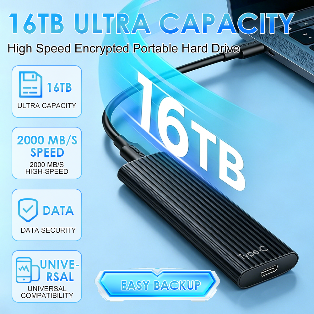 🏆Flash Sale⚡ 50K+ SOLD! Almost Gone-🔥16TB Large-Capacity Type-C Portable Mini SSD-up
