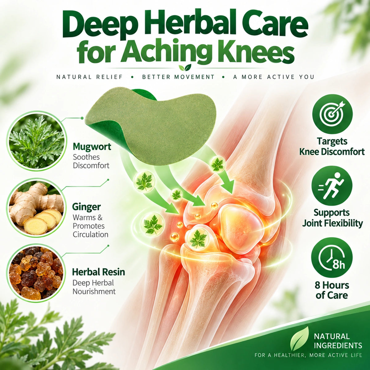 Herbal Knee Patch – 8-Hour Comfort & Flexible Joint Support -up