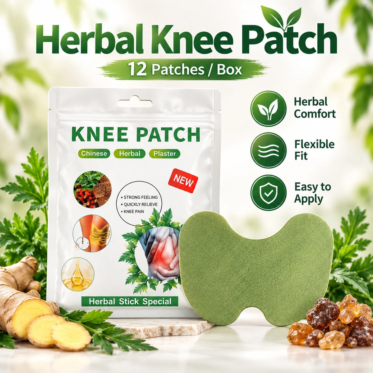 Herbal Knee Patch – 8-Hour Comfort & Flexible Joint Support -up
