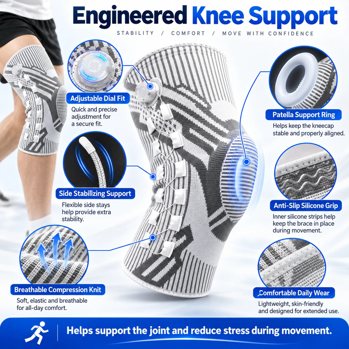 Rehab Knee Brace – Adjustable Joint Support for Pain Relief & Daily Recovery -up