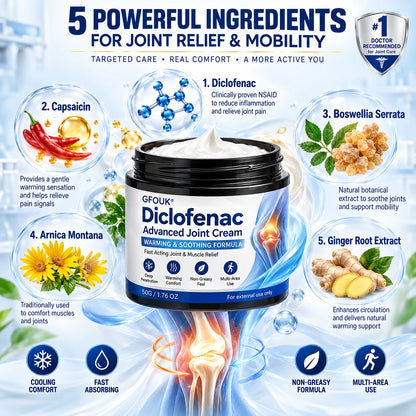 🦵 GFOUK® ArthriCare — Diclofenac Advanced Joint Comfort & Mobility Cream 🌺