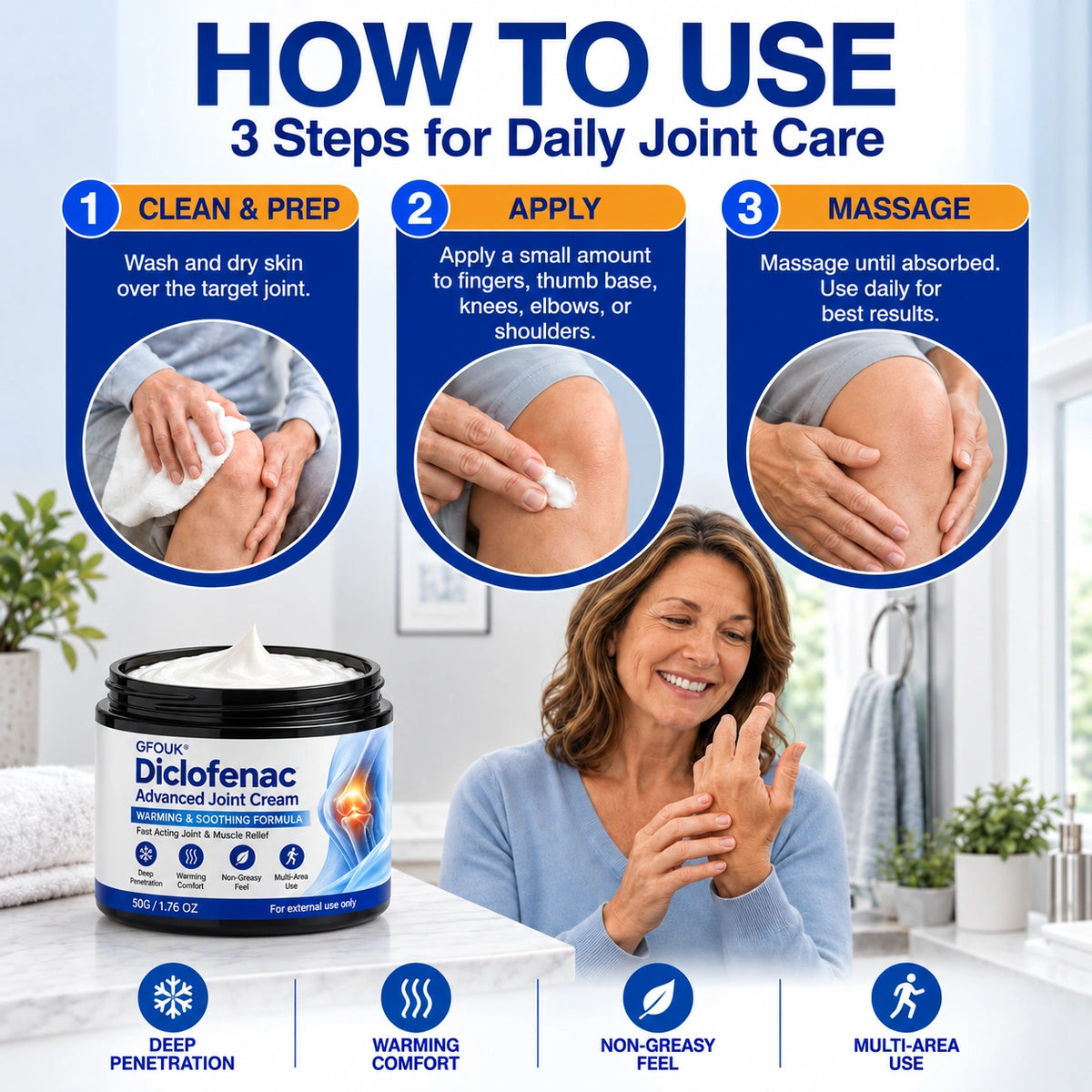 🦵 GFOUK® ArthriCare — Diclofenac Advanced Joint Comfort & Mobility Cream 🌺
