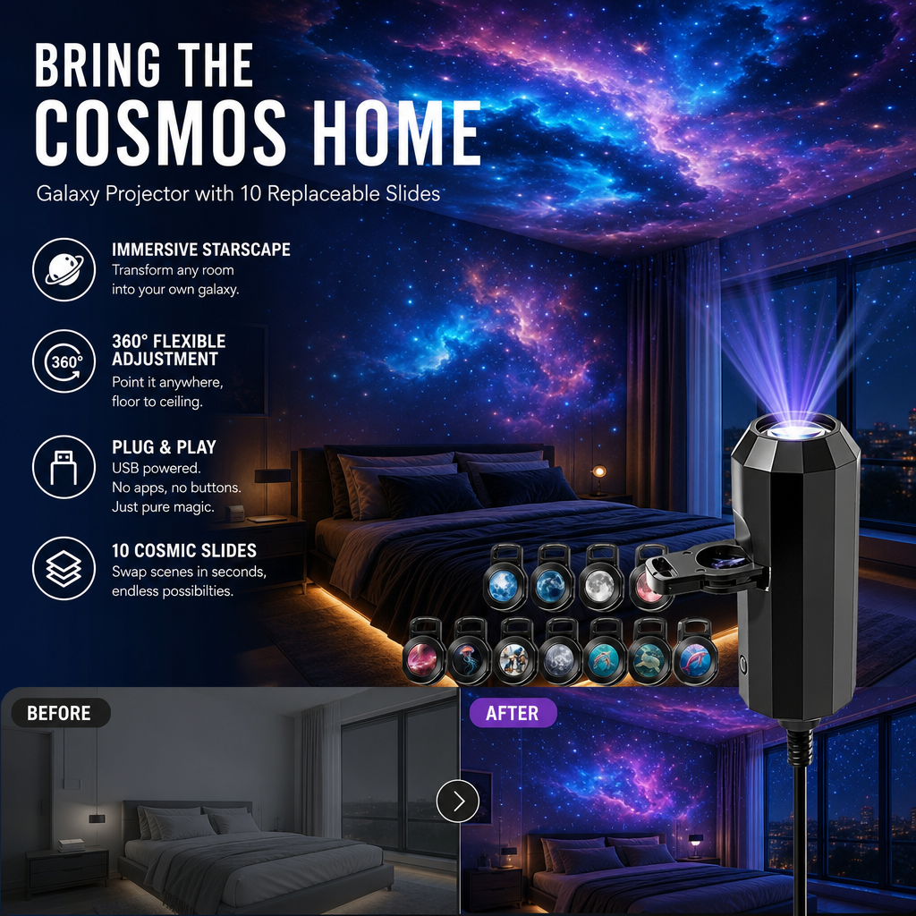 💡BVJ® Plug-and-Play HD Galaxy & Ocean Projector Night Light🥳50,000+ Happy Users  🌼