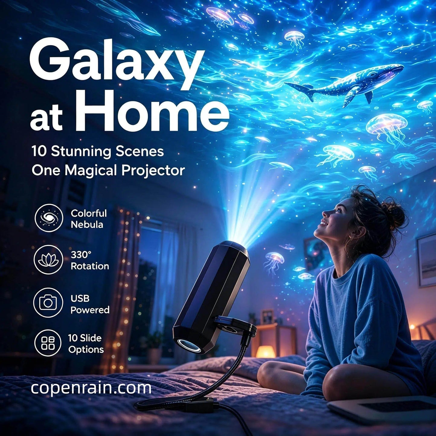 💡BVJ® Plug-and-Play HD Galaxy & Ocean Projector Night Light🥳50,000+ Happy Users  🌼