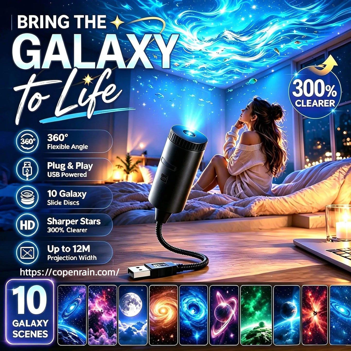 💡BVJ® Plug-and-Play HD Galaxy & Ocean Projector Night Light🥳50,000+ Happy Users  🌼