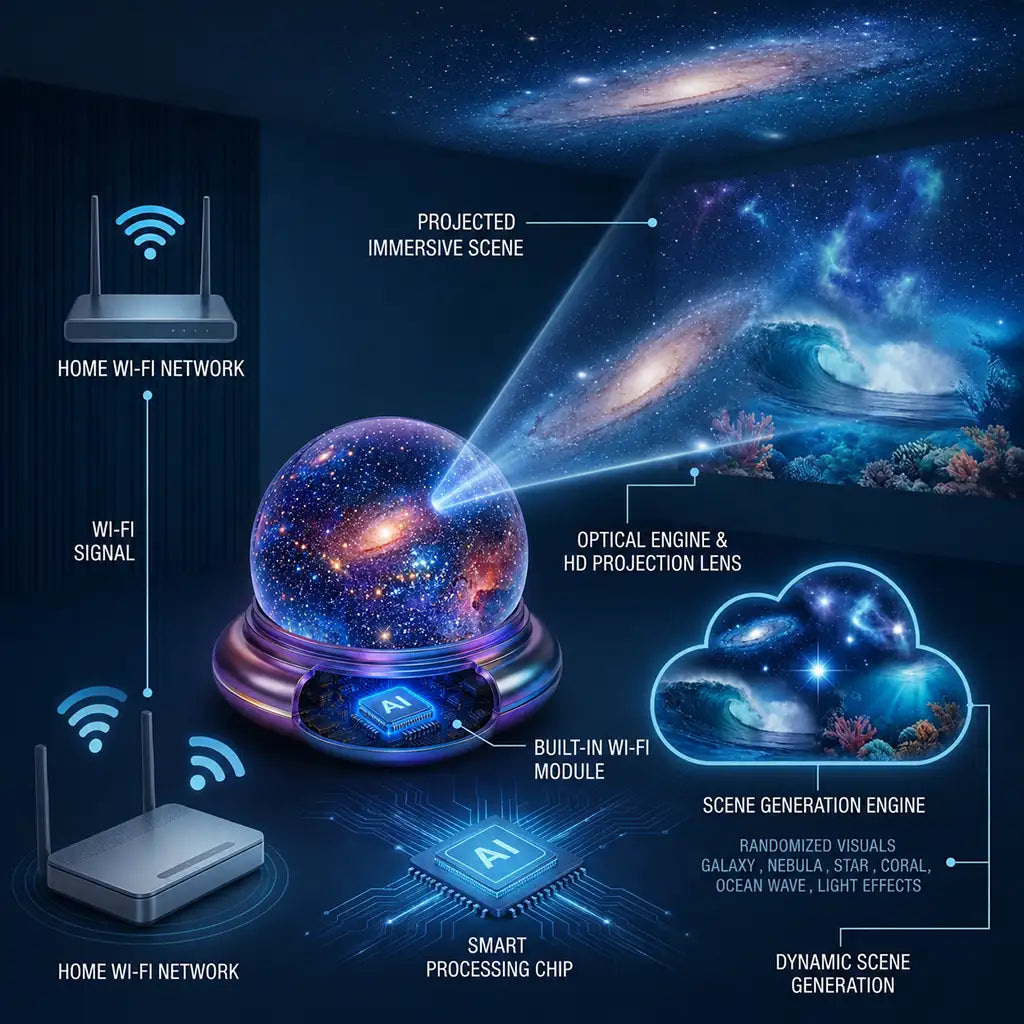 🔮Night Light Projector - Smart Holographic Star Projector 🌼-up