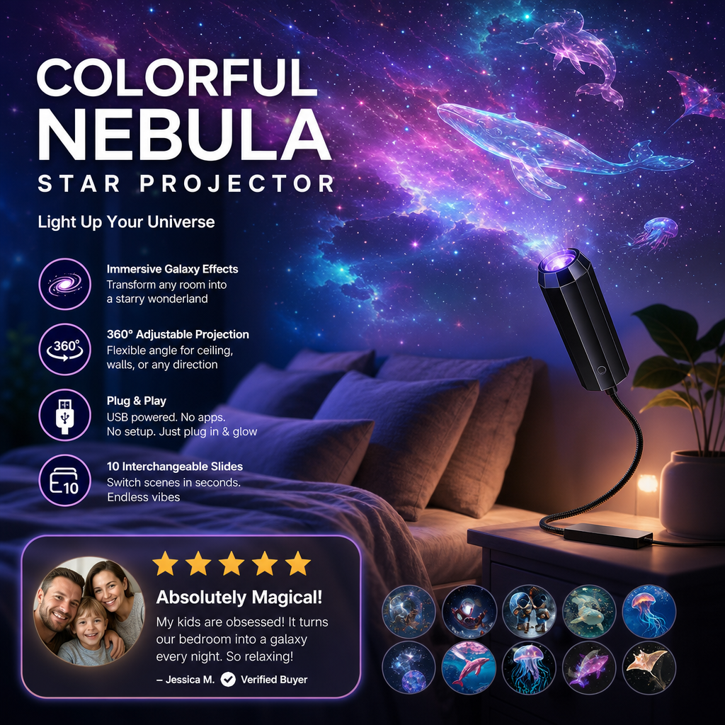 💡BVJ® Plug-and-Play HD Galaxy & Ocean Projector Night Light🥳50,000+ Happy Users  🌼